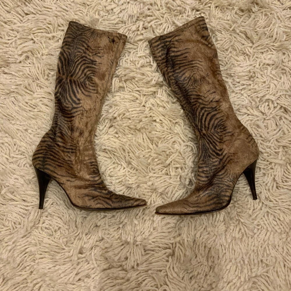 Animal print knee boots